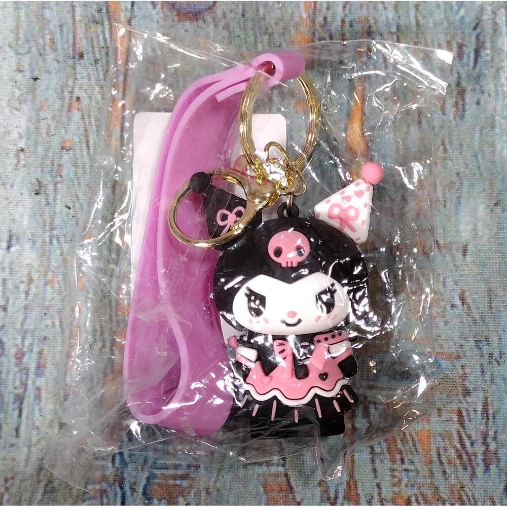 Kawaii Character Keychain‎ with Pink Silicone Strap